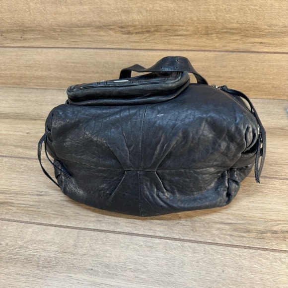 L.A.M.B. Gwen Stefani Black Leather Satchel Handbag‎ Zippers Purse - Picture 8 of 10